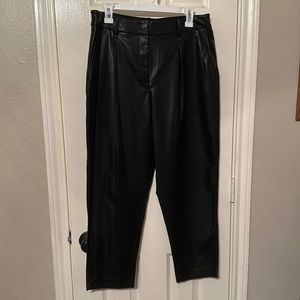 Calvin Klein Pleated Pleather Ankle Pants